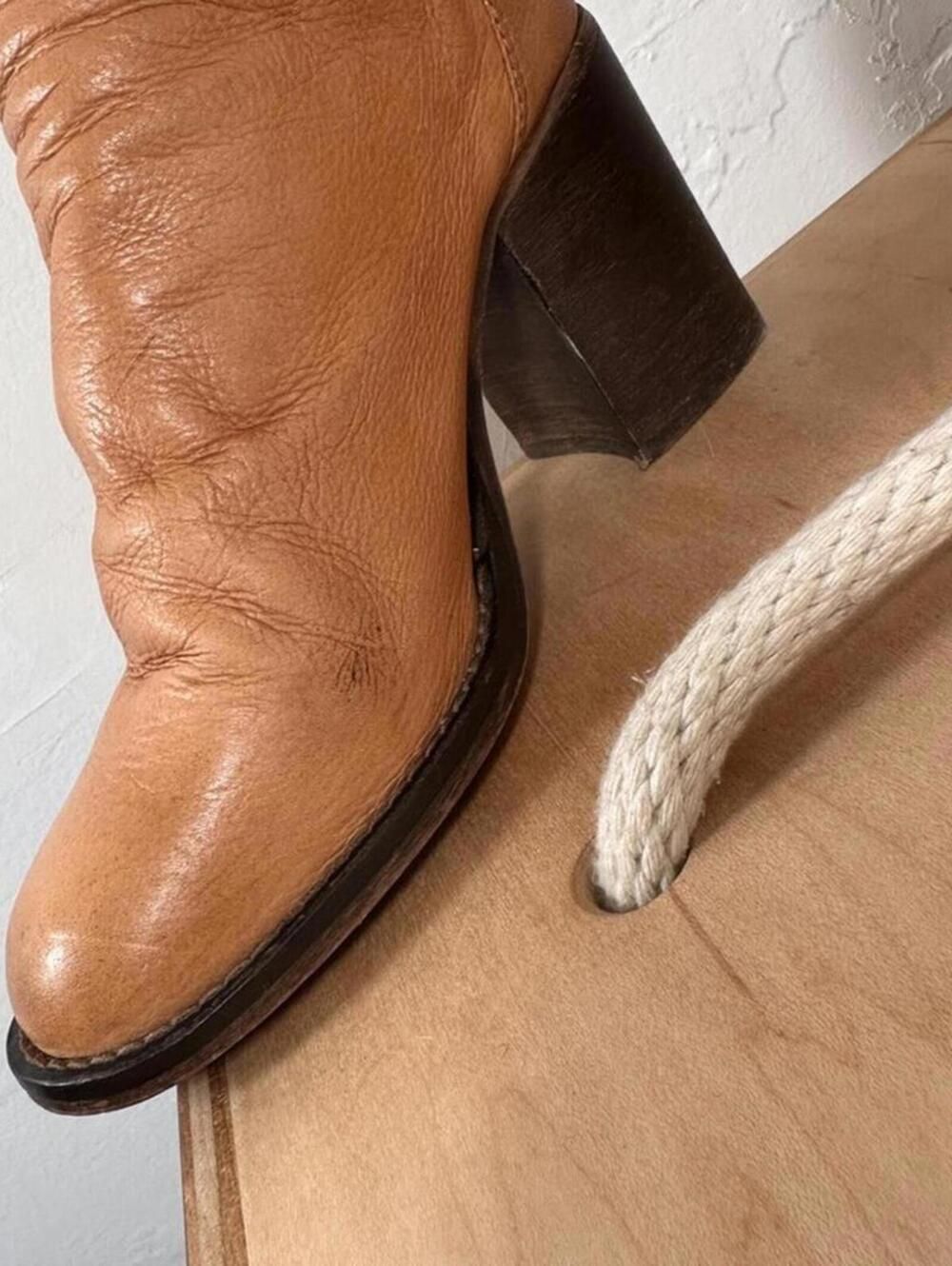 Free People Elle Slouch Soft Leather Back Zipper Stacked Heel Midi Boot 36 - Picture 9 of 15